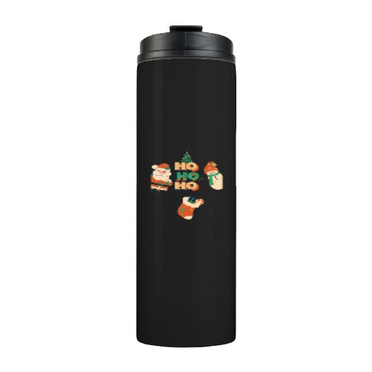 Beige Red Green Illustrative Christmas Thermal Tumblers