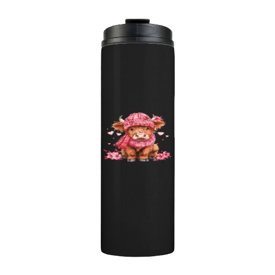 Cute Highland Cow Valentines Day Thermal Tumblers
