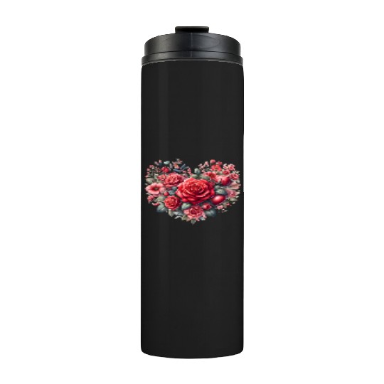 Heart Roses, Valentines Day Thermal Tumblers