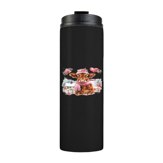 Cute Highland Cow Valentines Day Thermal Tumblers