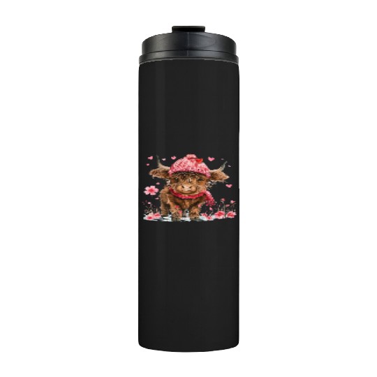 Cute Highland Cow Valentines Day Thermal Tumblers