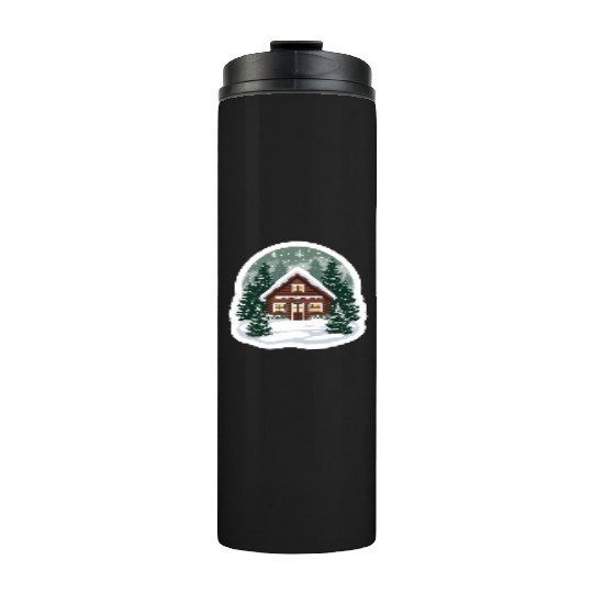Cozy Cabin in Winter Wonderland Thermal Tumblers