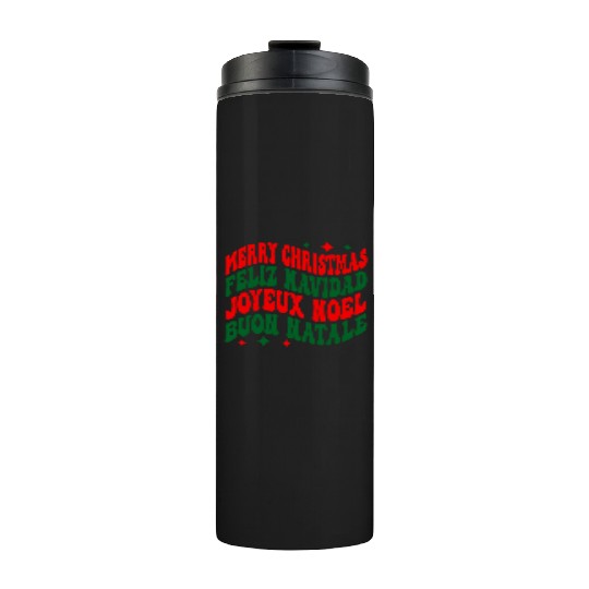 Merry christmas feliz navidad joyeux noel Thermal Tumblers