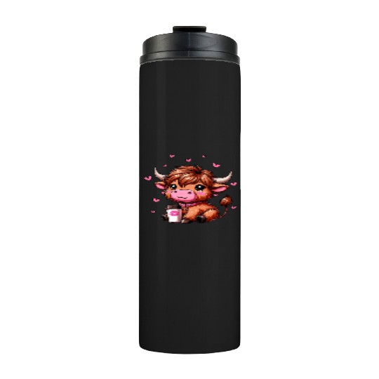 Highland Cow Valentines Thermal Tumblers