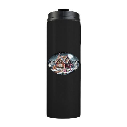 Christmas Gingerbread House with Candy Canes Thermal Tumblers