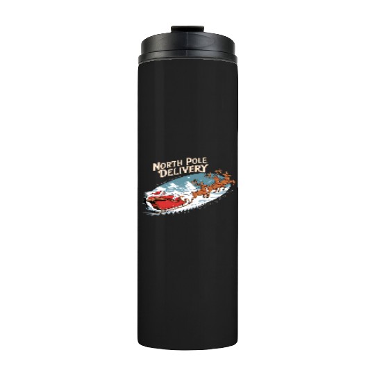 North Pole Delivery with Santa and Reindeer Thermal Tumblers