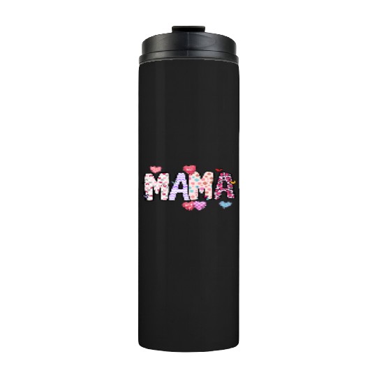Mama Heart Glitter, Valentines, Valentines Day Thermal Tumblers