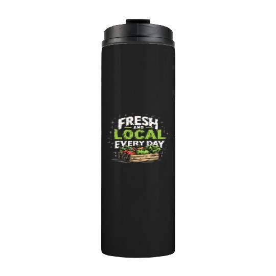 Farmers Market Vendor Fresh Produce and Local Thermal Tumblers