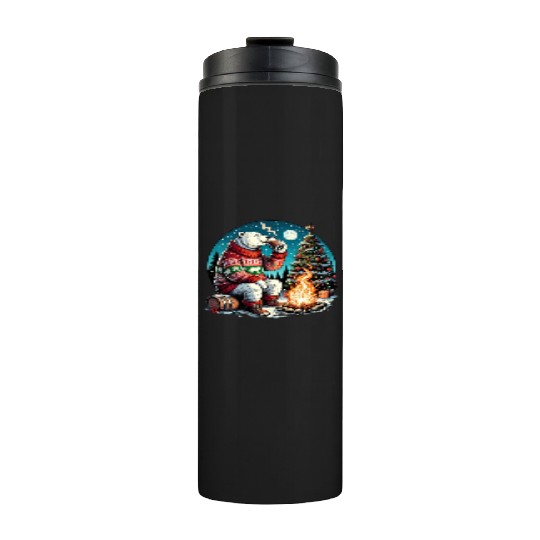 Cozy Christmas Polar Bear: Eggnog & Fireside Cheer Thermal Tumblers