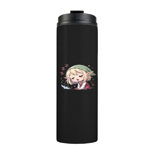 Sleepy Sprite: Cute Elf Napping So Lovingly Thermal Tumblers