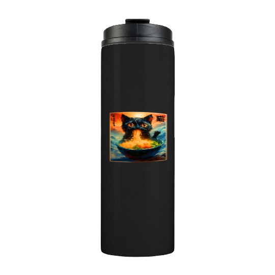 Cat Ramen Japanese Kawaii Cat Anime Funny Ramen Ca Thermal Tumblers