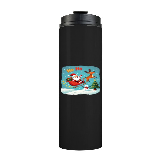 Santa Clause waving " HO-HO" Thermal Tumblers