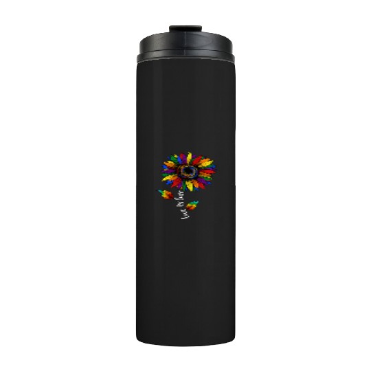 Rainbow Sunflower Love Is Love LGBT Pride Thermal Tumblers