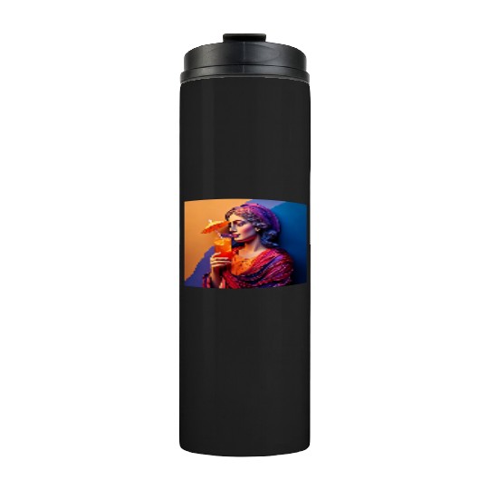 3D Artistic Lady with Tropical Drink in Vibrant Thermal Tumblers