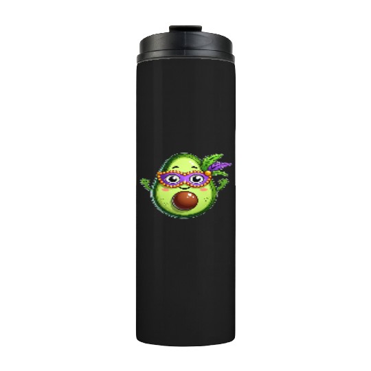Mardi Gras Avocado Sweet Vegetarian Cartoon Thermal Tumblers