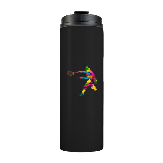 Colorful Tennis Player Silhouette Art Thermal Tumblers