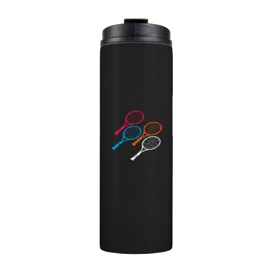 Retro Tennis Rackets Colorful Vibe Thermal Tumblers