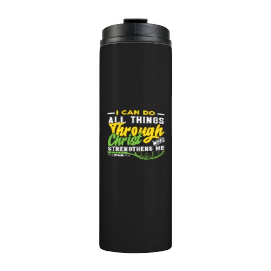 Tennis Through Christ Strengthens Me Thermal Tumblers