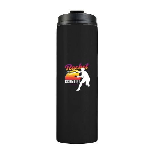 Tennis Racket Scientist Sunset Silhouette Thermal Tumblers