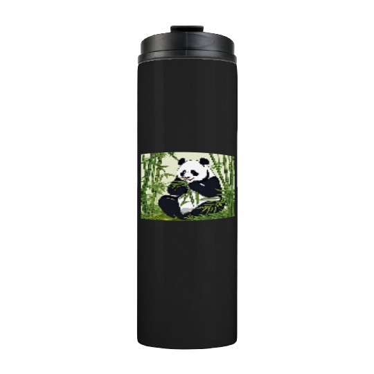 Chill Panda Eating Bamboo Cute Relaxed Design Thermal Tumblers