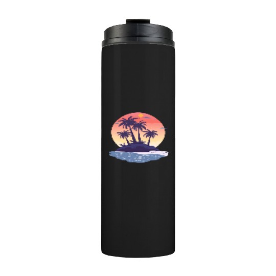 Tropical Island with Palm Trees nature Thermal Tumblers