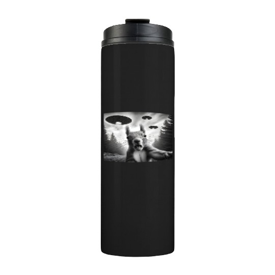 Squirrel Sci-Fi Funny Graphic Selfie with UFOs Wei Thermal Tumblers