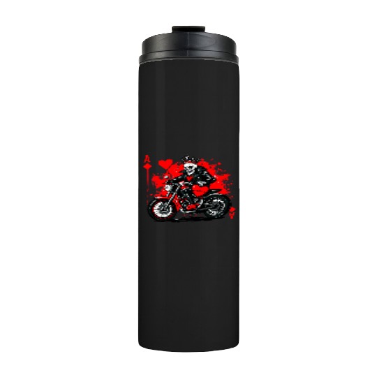 Red Ace Skull Rider Artwork Thermal Tumblers