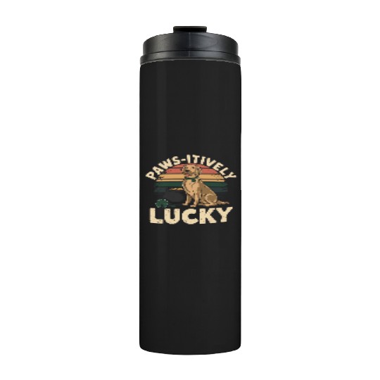 Paws-itively Lucky: Golden Retriever St. Patrick's Thermal Tumblers