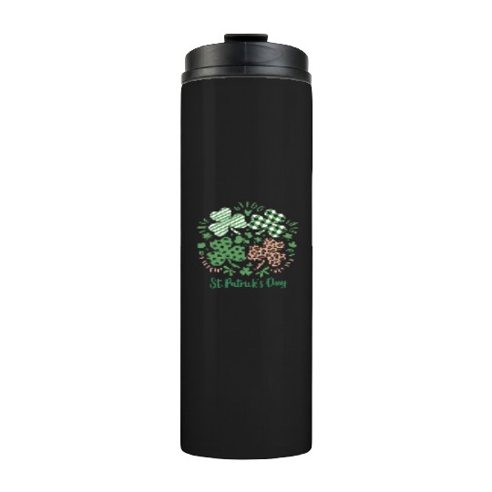 Plaid Leopard Print Shamrock St. Patrick's Day Thermal Tumblers