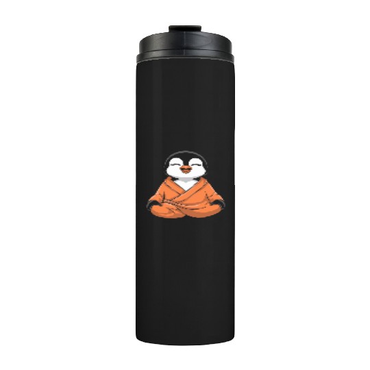 Meditating Penguin in Zen Robe Serenity Thermal Tumblers