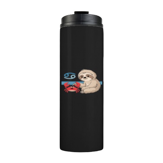 Cancer Zodiac Sloth with Adorable Crab Thermal Tumblers