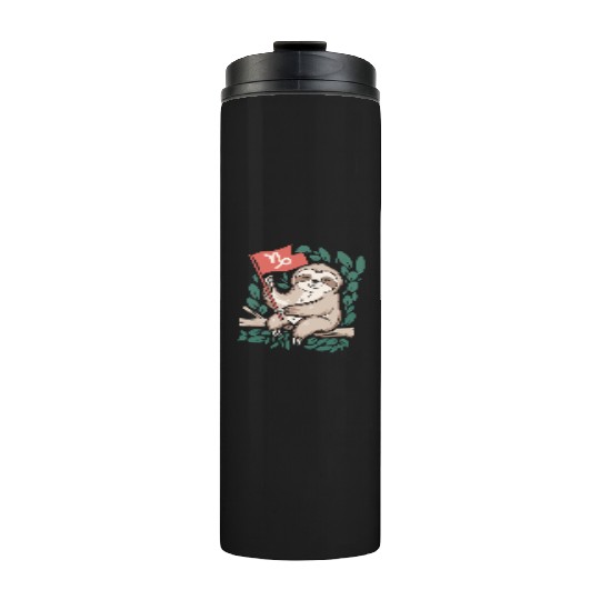 Capricorn Zodiac Sloth Relaxing with Capricorn Thermal Tumblers