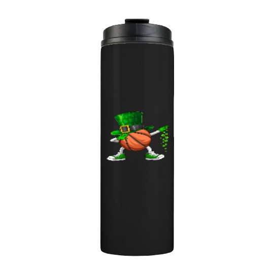 Funny Dabbing Shamrock Basketball St Patrick's Day Thermal Tumblers