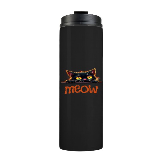 Neon Black Cat with Playful  Thermal Tumblers