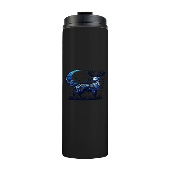 Celestial Deer Under Starry Night Moon Thermal Tumblers