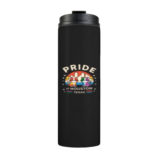 Pride of Houston City Texas USA Rainbow Flag Thermal Tumblers