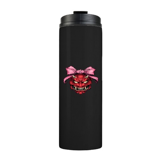 Coquette Bow Oni Yokai Devil Mask Pink Mothers Day Thermal Tumblers