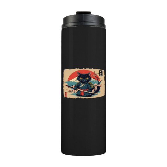 samurai cat Thermal Tumblers