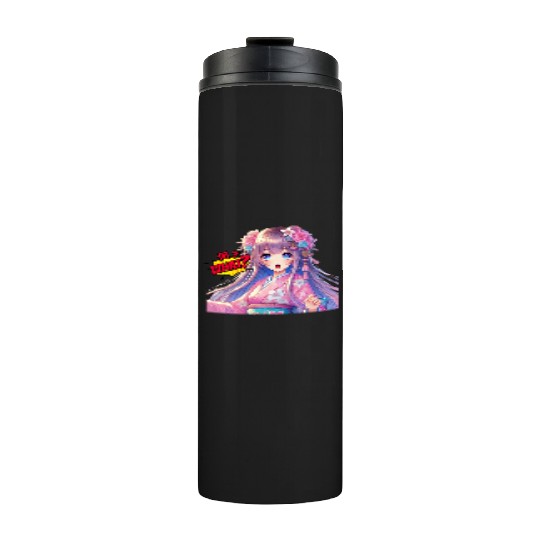 Kawaii Kimono Girl Thermal Tumblers