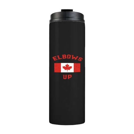 Elbows Up Canada Vintage Anti Trump Tarriff Slogan Thermal Tumblers