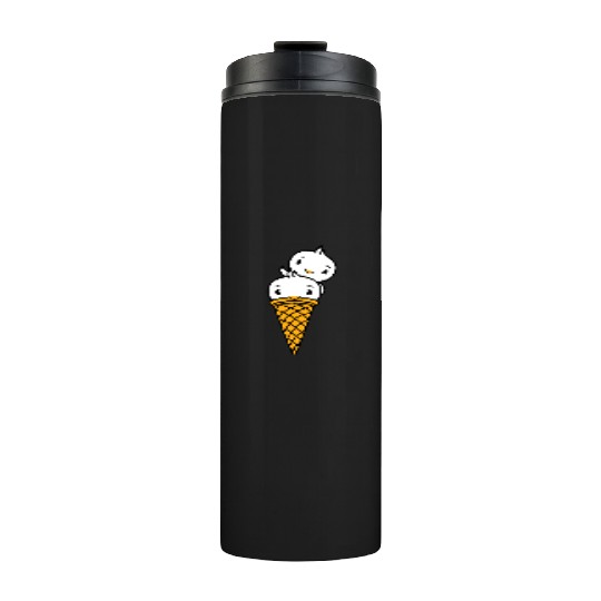Two Birds Ice Cream Waffle Scoops Greeting Waving Thermal Tumblers
