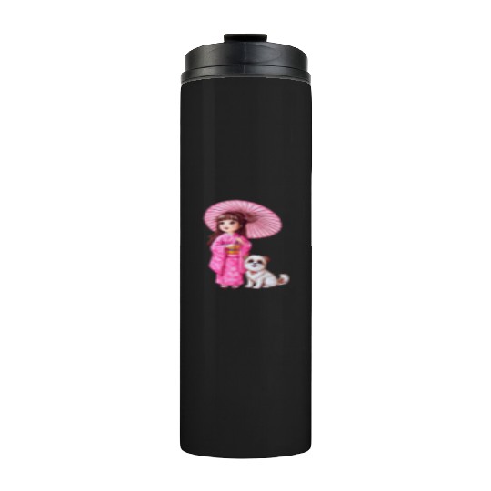 Kimono Girl & Her Loyal Pup Thermal Tumblers