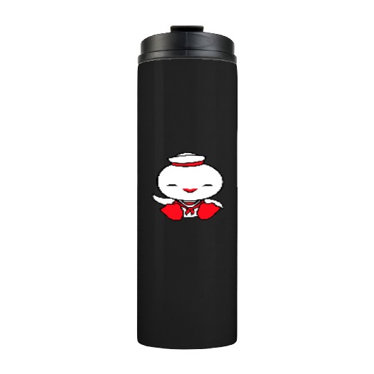 Duck sailor sailor hat waving happily fisherman Thermal Tumblers