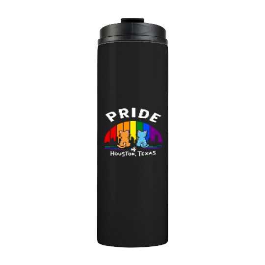 Pride of Houston City Texas USA Rainbow Flag Thermal Tumblers