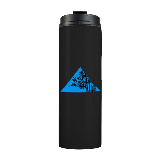 A Blue Triangle and Bamboo Thermal Tumblers