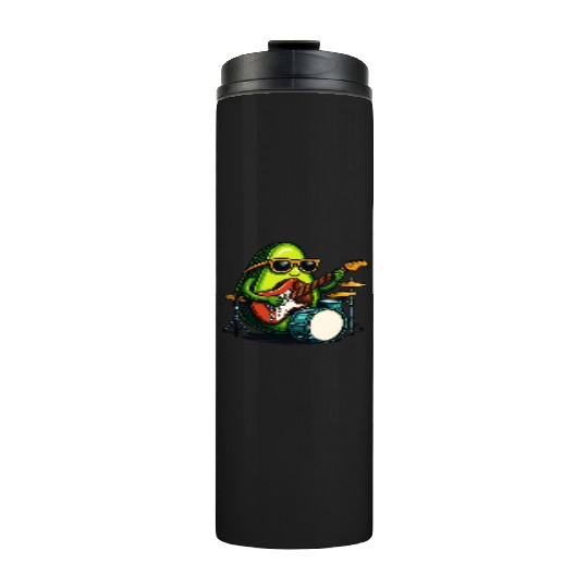 Rockin Avocado Musician Funny Graphic Thermal Tumblers