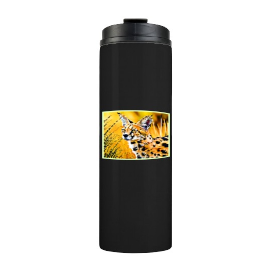 Vivid Cheetah in Golden Savannah Artwork Thermal Tumblers