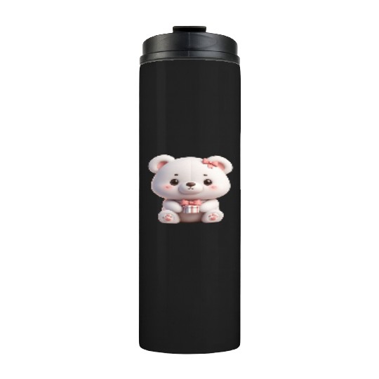 Sweet Teddy Bear and Gift Box Thermal Tumblers