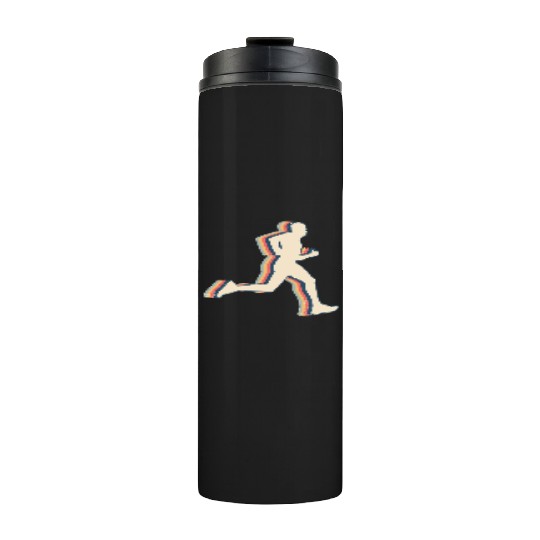 Runner Marathon Running Retro Line Art Thermal Tumblers
