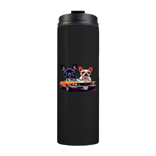 French Bulldogs with Classic Muscle Car – Retro Vi Thermal Tumblers